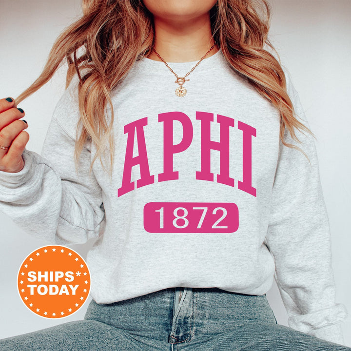 Alpha Phi Pink Baseball Sorority Sweatshirt | APHI Crewneck Sweatshirt | Alpha Phi Hoodie | Big Little Reveal | Sorority Gifts