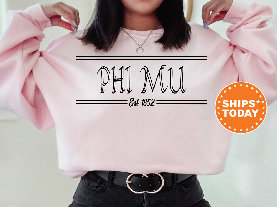 Phi Mu Retro Fitted Sorority Sweatshirt | Phi Mu Sorority Hoodie | Big Little Gift | Sorority Merch | College Greek Sweatshirt _ 7350g