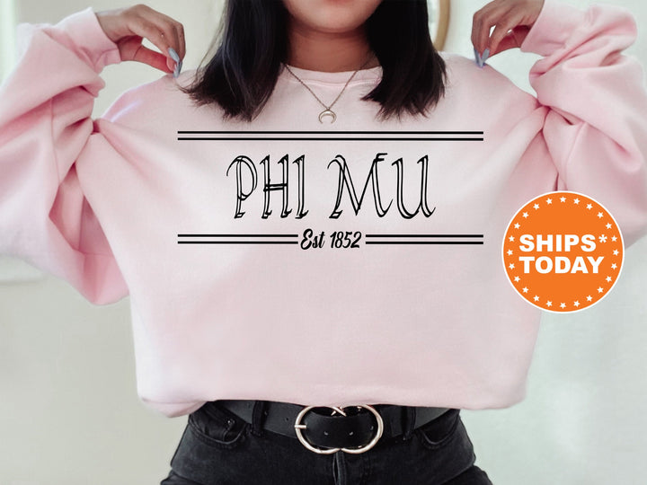 Phi Mu Retro Fitted Sorority Sweatshirt | Phi Mu Sorority Hoodie | Big Little Gift | Sorority Merch | College Greek Sweatshirt _ 7350g