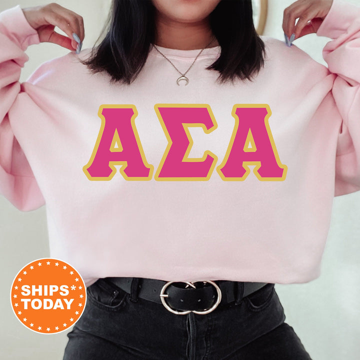 Alpha Sigma Alpha Pink and Gold Sorority Sweatshirt | Alpha Sigma Alpha Sweatshirt | Greek Letters | Sorority Hoodie | Big Little