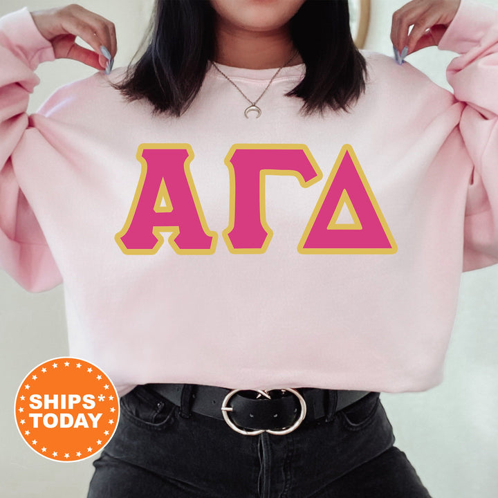 Alpha Gamma Delta Pink and Gold Sorority Sweatshirt | Alpha Gamma Delta Sweatshirt | Alpha Gam Greek Letters | Big Little Reveal