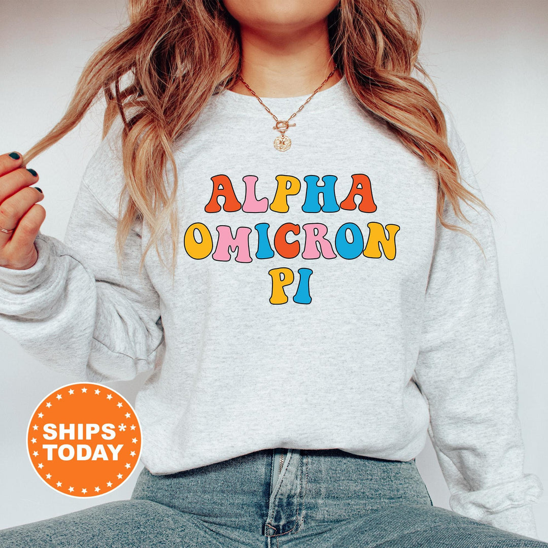 Alpha Omicron Pi Disco Retro Sorority Sweatshirt | Alpha O Retro Sweatshirt | Sorority Letters | AOPi Big Little | Sorority Hoodie _ 7492g