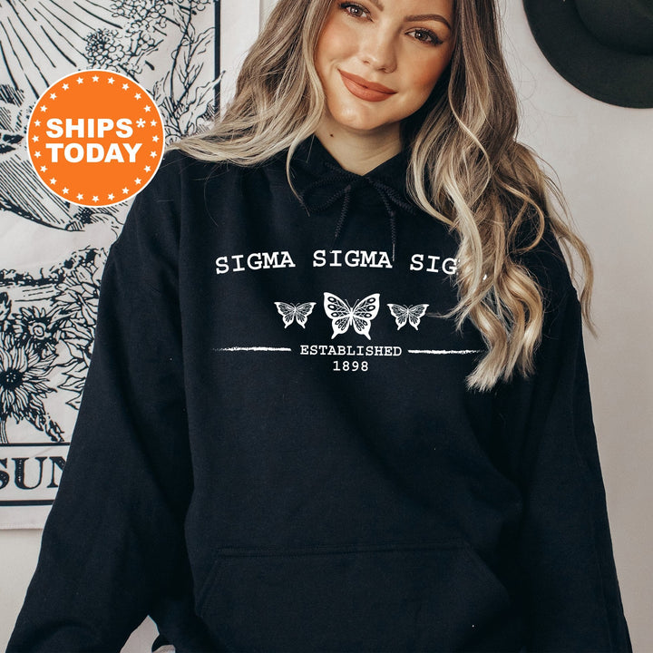 Sigma Sigma Sigma Neutral Butterfly Sorority Sweatshirt | Tri Sigma Crewneck Sweatshirt | Greek Apparel | Big Little Gift | College Apparel