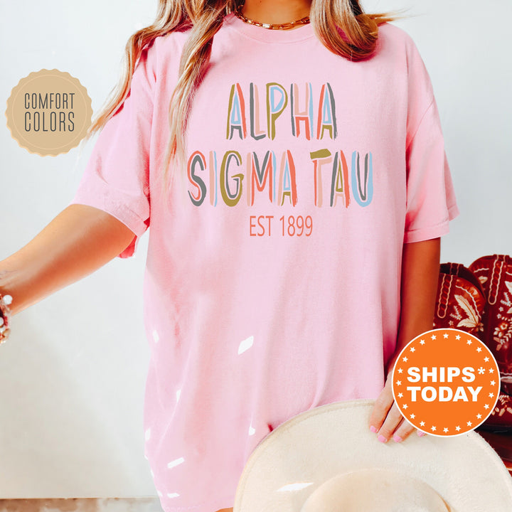 Alpha Sigma Tau Olivia Sorority T-Shirt | Alpha Sigma Tau Comfort Colors Shirt | Sorority Gifts | Big Little Reveal | Greek Apparel _ 5540g