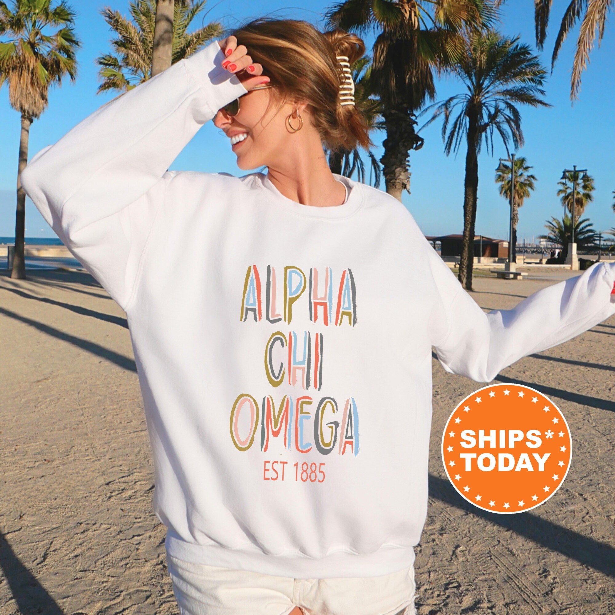 Alpha Chi Omega Olivia Sorority Sweatshirt ACHIO Trendy