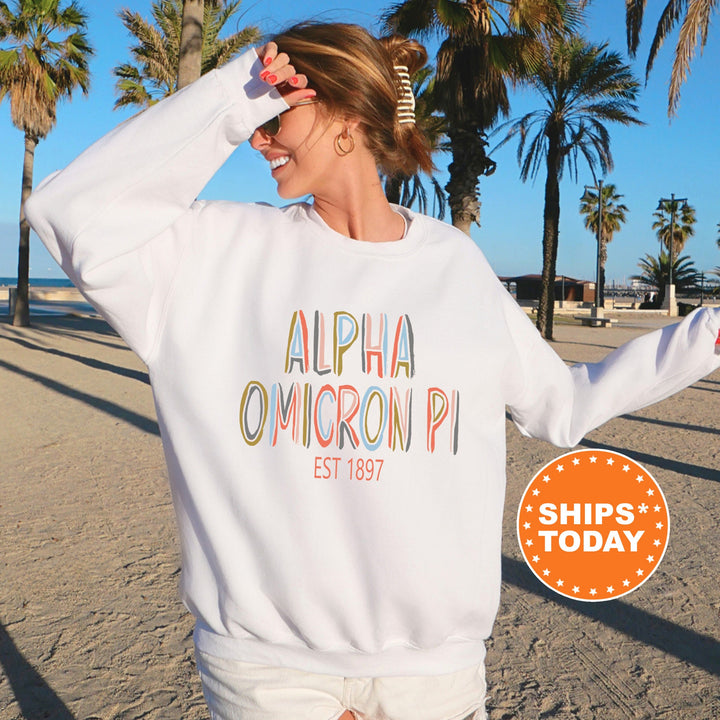 Alpha Omicron Pi Olivia Sorority Sweatshirt | Alpha O Sorority Hoodie | Sorority Merch | AOPi Initiation Gift | Big Little Reveal