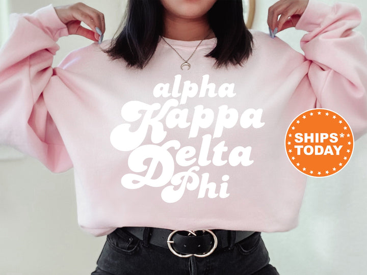 Alpha Kappa Delta Phi 80's Disco Sorority Sweatshirt | aKDPhi Sorority Apparel | Big Little Sorority Gift | College Greek Apparel _ 8476g