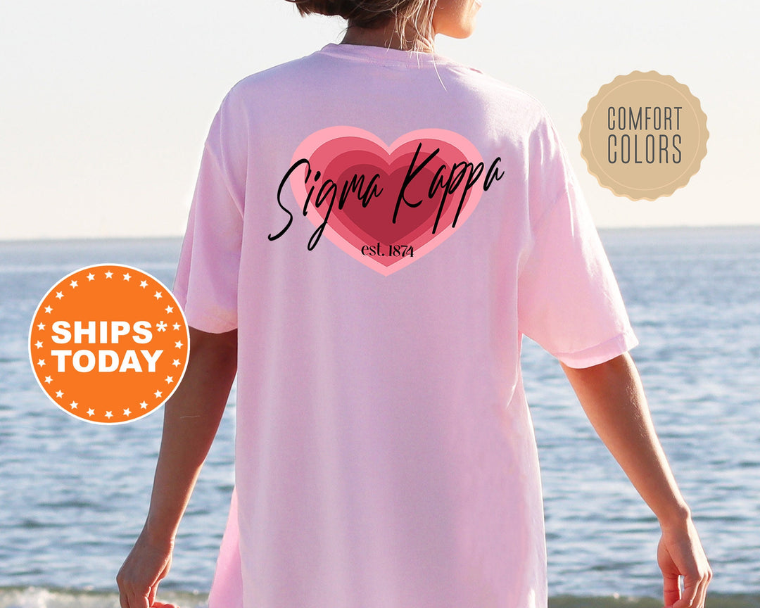 Sigma Kappa Heart Beats Sorority T-Shirt | Sigma Kappa Greek Shirt | Big Little Reveal Shirt | Sorority Gifts | Comfort Colors Tee _ 14060g