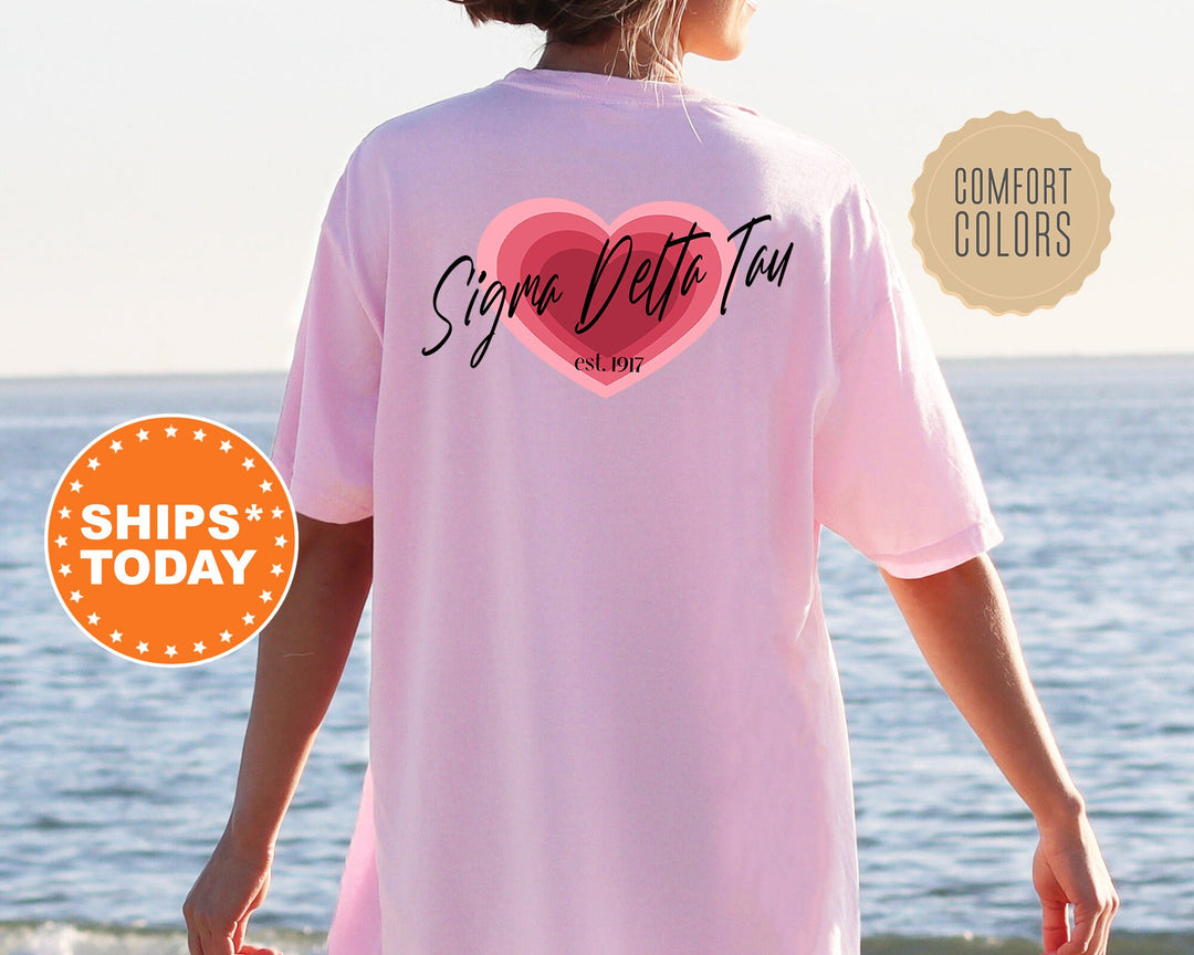 Sigma Delta Tau Heart Beats Sorority T-Shirt | Sig Delt Greek Shirt | Big Little Reveal Shirt | Sorority Gifts | Comfort Colors Tee _ 14059g
