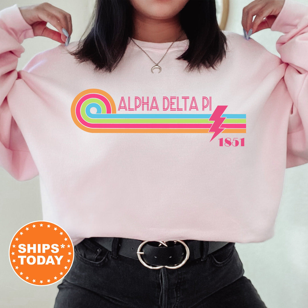 Alpha Delta Pi Retropink Sorority Sweatshirt | ADPI Greek Sweatshirt | Big Little Reveal | Sorority Gifts | Trendy Sorority Apparel _ 16796g
