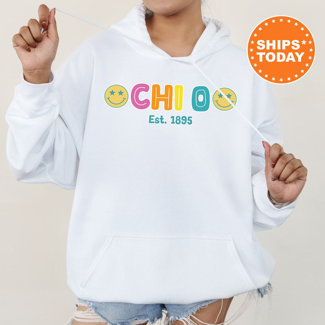 Chi Omega Sunny Sorority Sweatshirt | Chi O Colorful Sweatshirt | Sorority Apparel | Big Little Reveal | Chi Omega Sorority Gifts _ 16830g