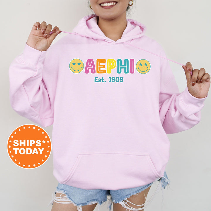 Alpha Epsilon Phi Sunny Sorority Sweatshirt | AEPHI Colorful Sweatshirt | Sorority Apparel | Big Little Reveal | Sorority Gifts _ 16823g