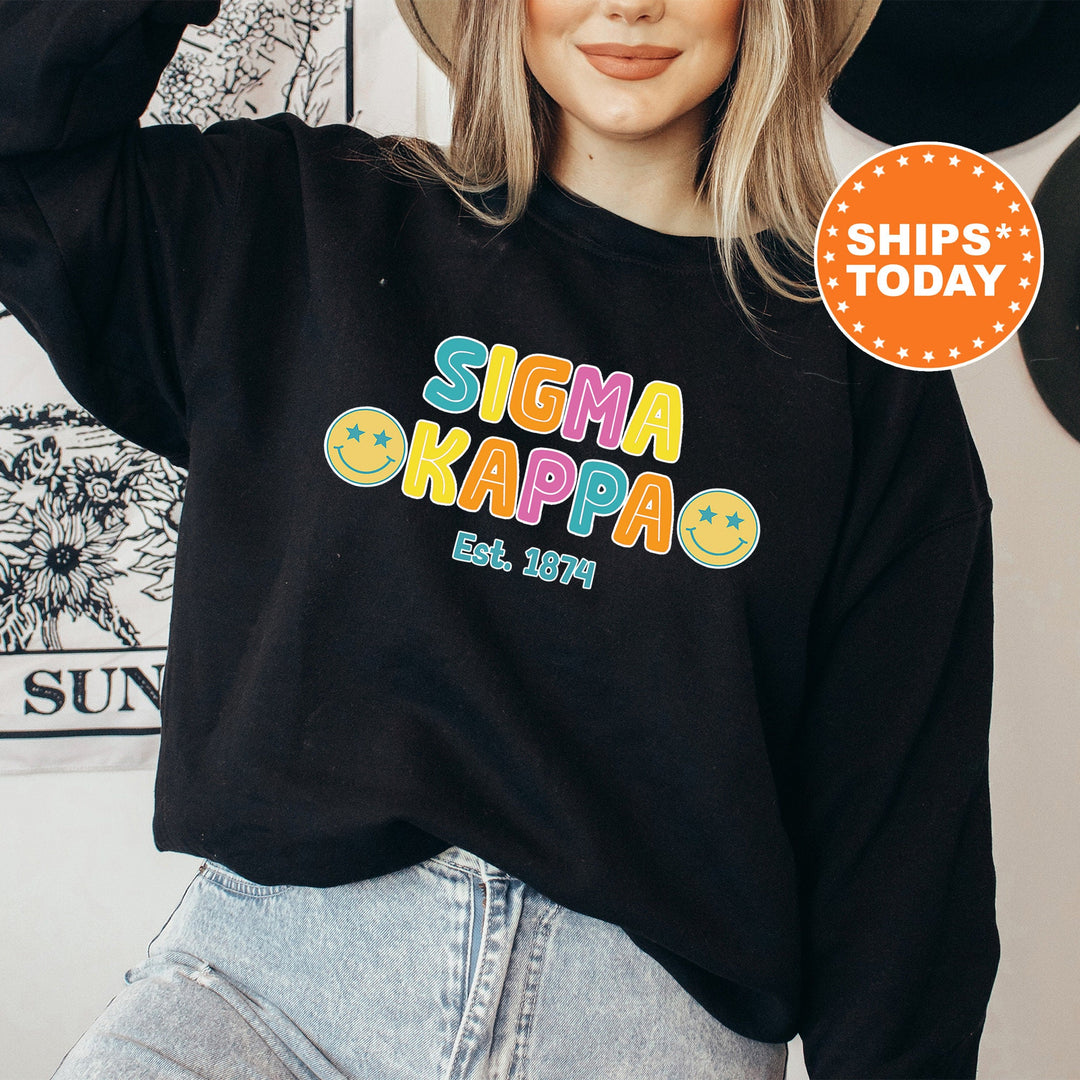 Sigma Kappa Sunny Sorority Sweatshirt | Sigma Kappa Colorful Sweatshirt | Sorority Apparel | Big Little Reveal | Sorority Gifts _ 16843g