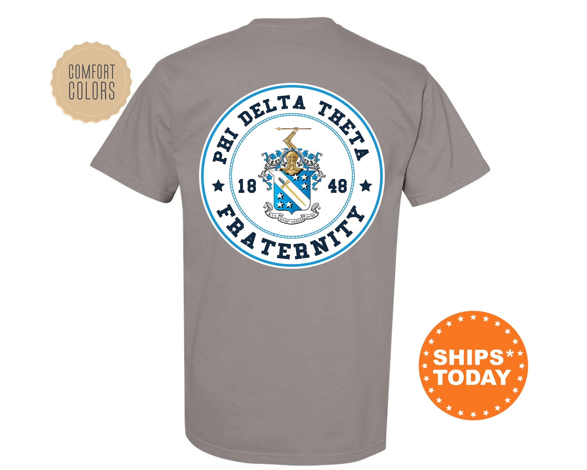 Phi Delta Theta Proud Crests Fraternity T-Shirt | Phi Delt Greek Apparel | Fraternity Crest | Fraternity Rush Shirt | Comfort Colors Tee _ 13962g