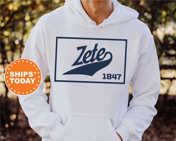 Zeta Psi Baseball Boxed Fraternity Sweatshirt | Zete Greek Sweatshirt | Fraternity Gift | Gameday Sweatshirt | College Apparel _ 5984g