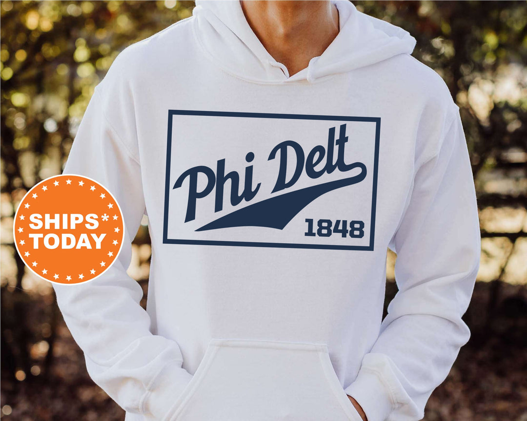Phi Delta Theta Baseball Boxed Fraternity Sweatshirt | Phi Delt Sweatshirt | Fraternity Gift | Gameday Sweatshirt | College Apparel _ 5968g