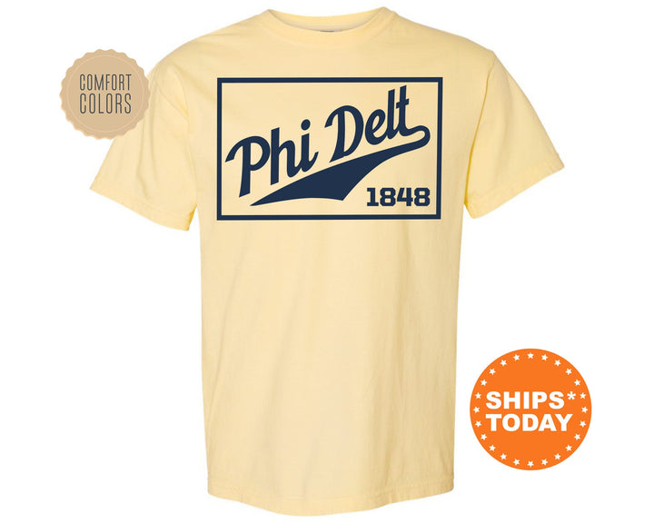Phi Delta Theta Baseball Boxed Comfort Colors Fraternity T-Shirt | Phi Delt Greek Apparel | Game Day Shirt | Fraternity Rush Shirt _ 5968g