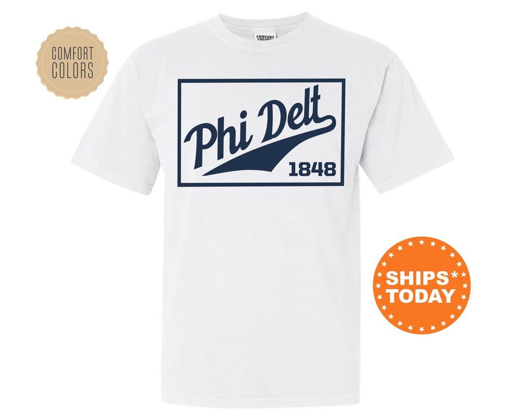 Phi Delta Theta Baseball Boxed Comfort Colors Fraternity T-Shirt | Phi Delt Greek Apparel | Game Day Shirt | Fraternity Rush Shirt _ 5968g