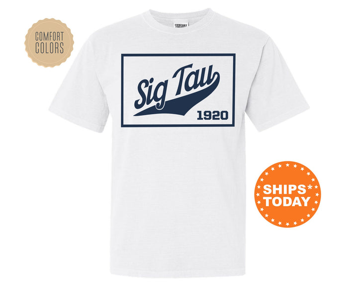 Sigma Tau Gamma Baseball Boxed Comfort Colors Fraternity T-Shirt | Sig Tau Greek Apparel | Game Day Shirt | Fraternity Rush Shirt _ 5980g