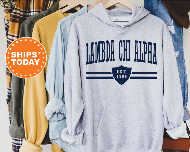 Lambda Chi Alpha Striped Shield Fraternity Sweatshirt