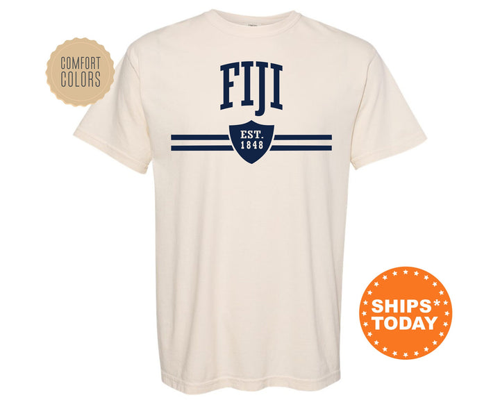 FIJI Striped Shield Comfort Colors Fraternity T-Shirt | FIJI Comfort Colors Shirt | FIJI Fraternity Gift | Phi Gamma Delta Shirt _ 5902g