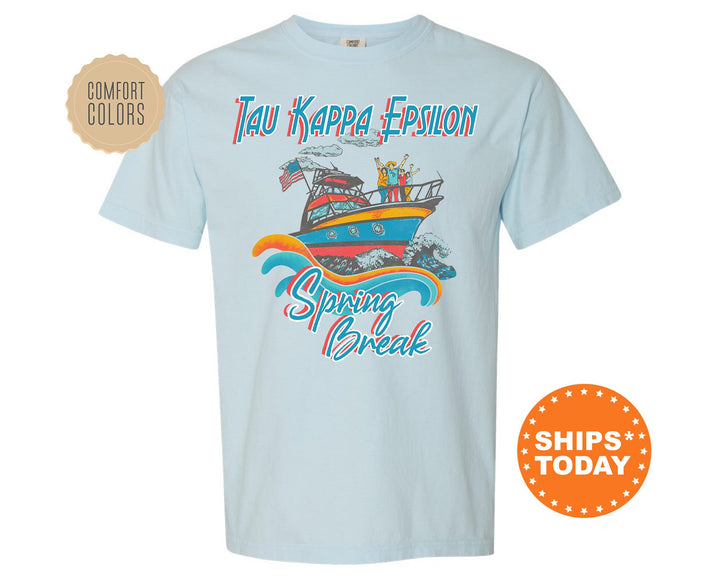 Tau Kappa Epsilon Boating Spring Break Comfort Colors Fraternity T-Shirt | TKE Greek Apparel | Fraternity Gift | College Apparel _ 6816g