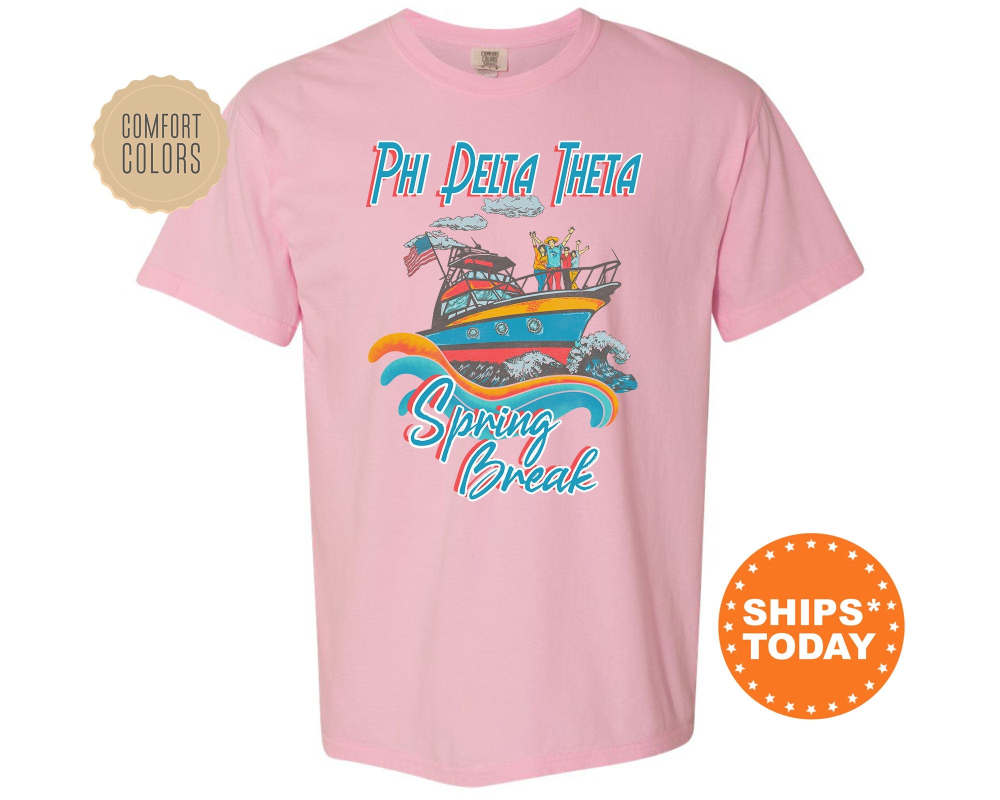 Phi Delta Theta Boating Spring Break Comfort Colors Fraternity T-Shirt | Phi Delt Greek Apparel | Fraternity Gift | College Apparel _ 6803g