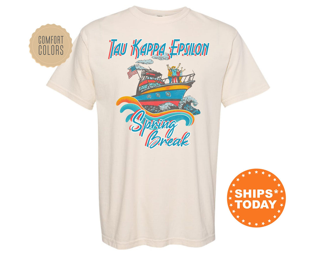 Tau Kappa Epsilon Boating Spring Break Comfort Colors Fraternity T-Shirt | TKE Greek Apparel | Fraternity Gift | College Apparel _ 6816g