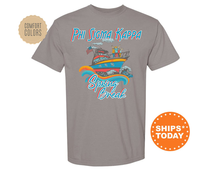 Phi Sigma Kappa Boating Spring Break Comfort Colors Fraternity T-Shirt | Phi Sig Greek Apparel | Fraternity Gift | College Apparel _ 6806g