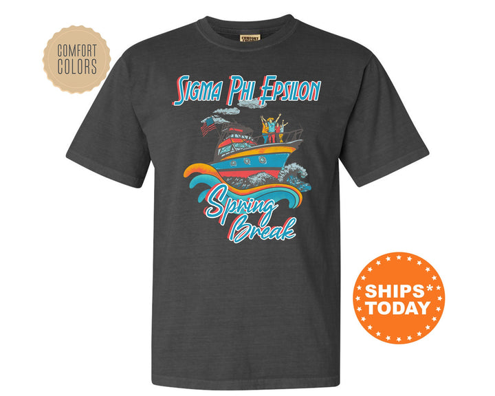 Sigma Phi Epsilon Boating Spring Break Comfort Colors Fraternity T-Shirt | SigEp Greek Apparel | Fraternity Gift | College Apparel _ 6813g