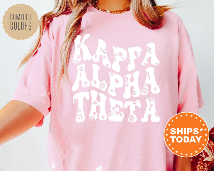 Kappa Alpha Theta Floral Hippie Comfort Colors Sorority T-Shirt | THETA Floral Shirt | Big Little Reveal Shirt | Sorority Merch