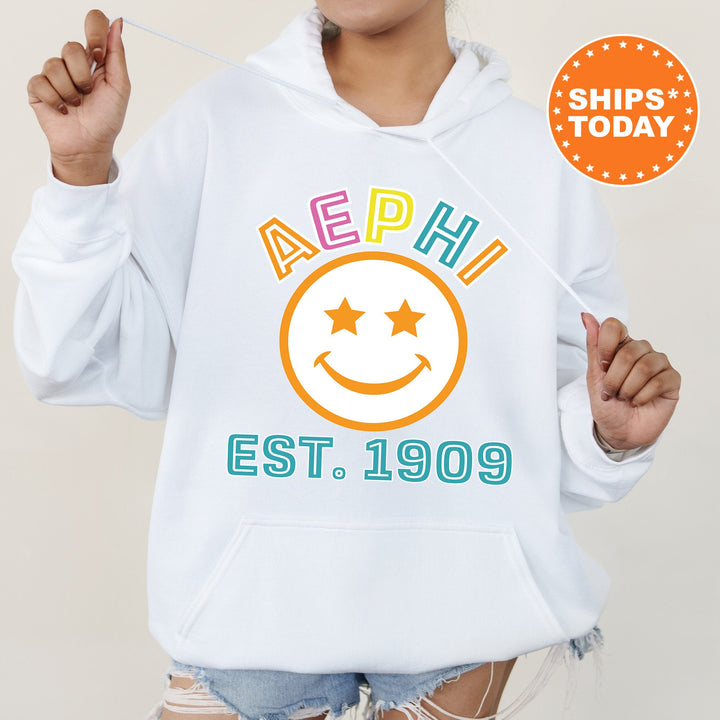Alpha Epsilon Phi Cheerful Sorority Sweatshirt | AEPHI Sorority Merch | Big Little Gift | Greek Sweatshirt | Custom Greek Apparel _ 16849g
