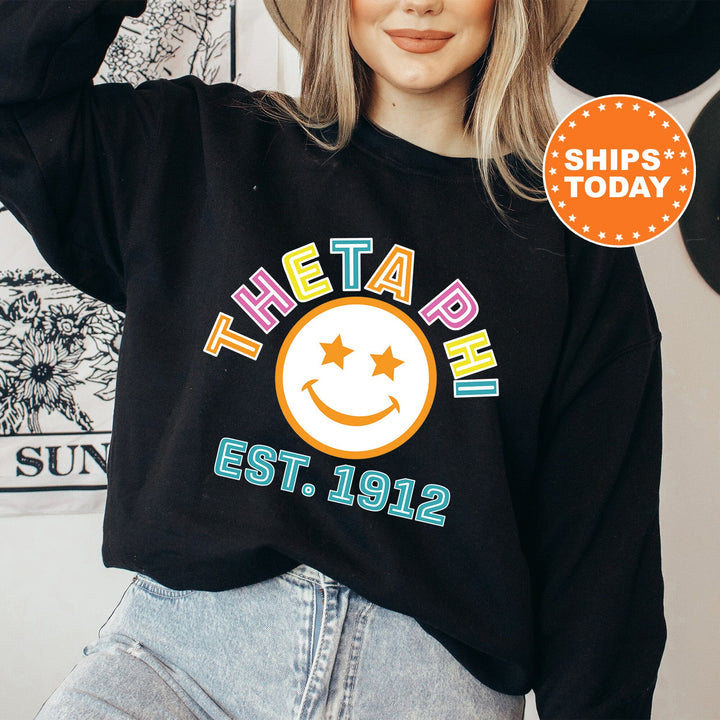 Theta Phi Alpha Cheerful Sorority Sweatshirt | Theta Phi Sorority Merch | Big Little Gift | Greek Sweatshirt | Custom Greek Apparel _ 16871g