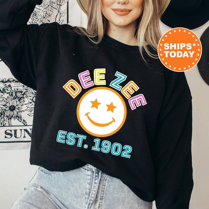 Delta Zeta Cheerful Sorority Sweatshirt | Dee Zee Sorority Merch | Big Little Gift | Greek Sweatshirt | Custom Greek Apparel _ 16860g