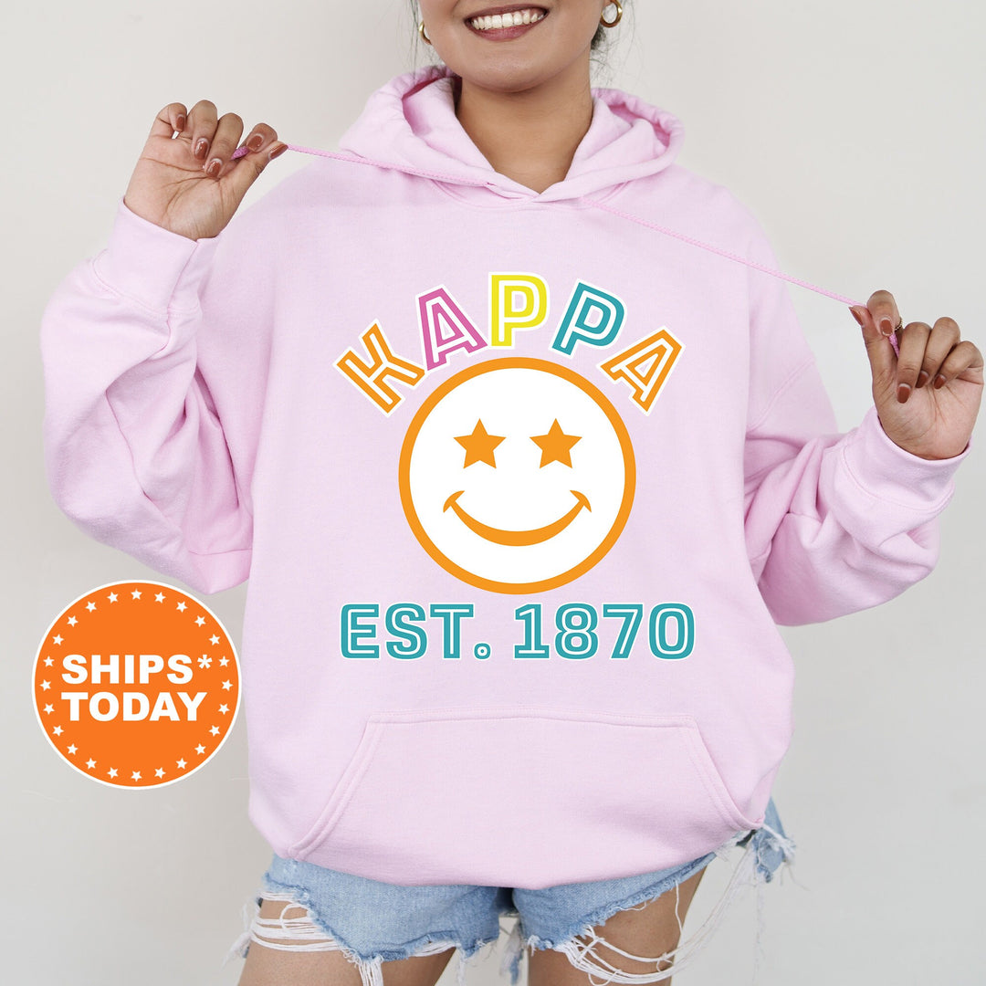 Kappa Kappa Gamma Cheerful Sorority Sweatshirt | KAPPA Sorority Merch | Big Little Gift | Greek Sweatshirt | Custom Greek Apparel _ 16864g