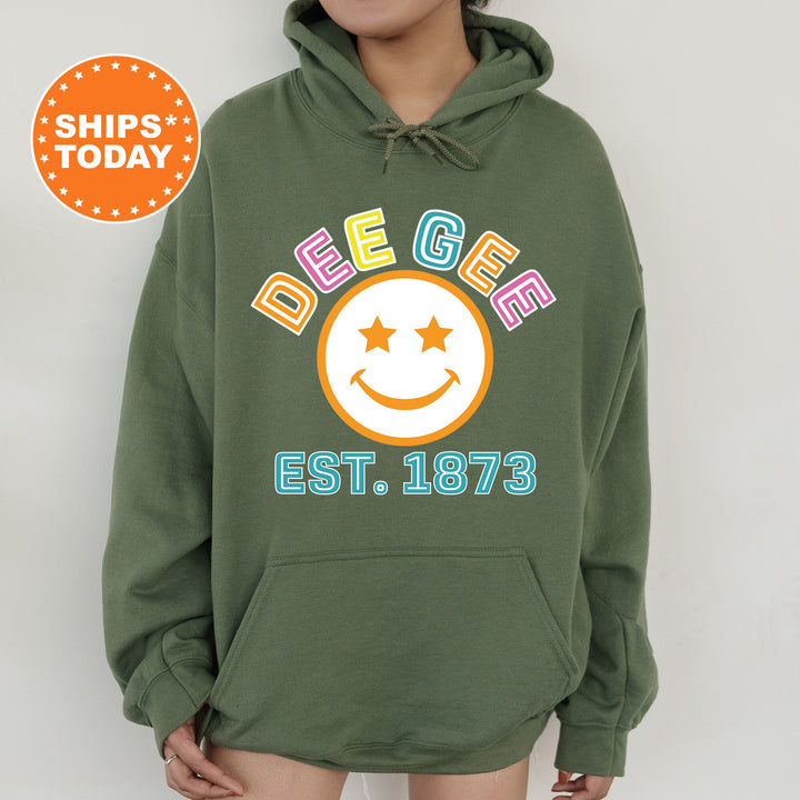Delta Gamma Cheerful Sorority Sweatshirt | Dee Gee Sorority Merch | Big Little Gift | Greek Sweatshirt | Custom Greek Apparel _ 16858g