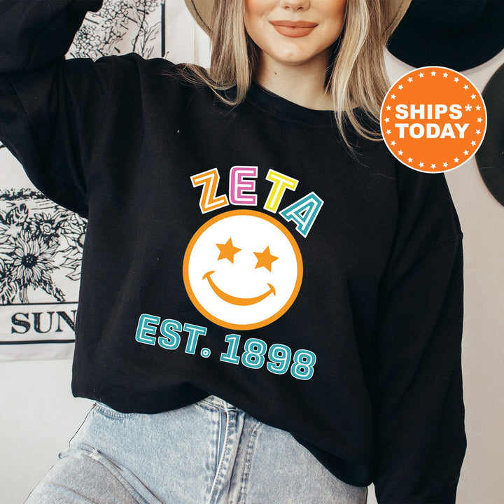 Zeta Tau Alpha Cheerful Sorority Sweatshirt | ZETA Sorority Merch | ZETA Big Little Gift | Greek Sweatshirt | Custom Greek Apparel _ 16872g