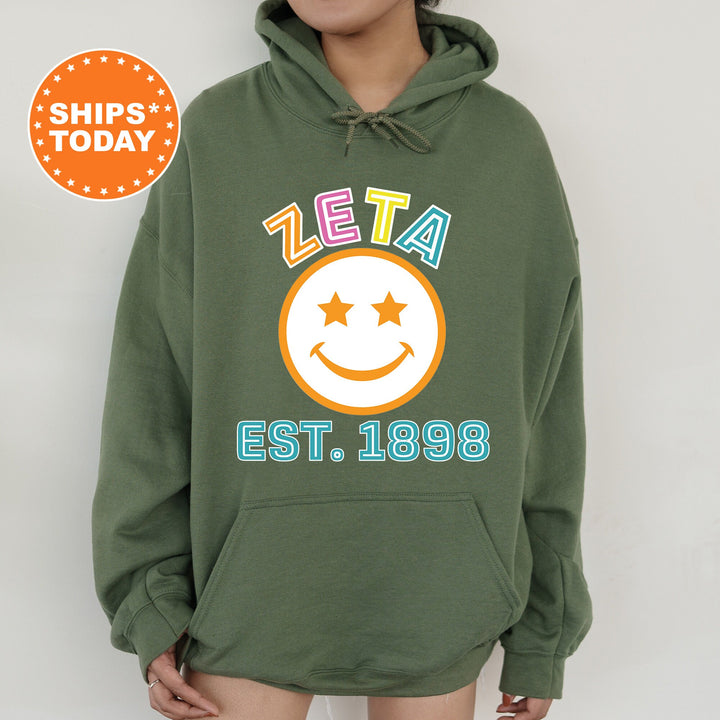 Zeta Tau Alpha Cheerful Sorority Sweatshirt | ZETA Sorority Merch | ZETA Big Little Gift | Greek Sweatshirt | Custom Greek Apparel _ 16872g