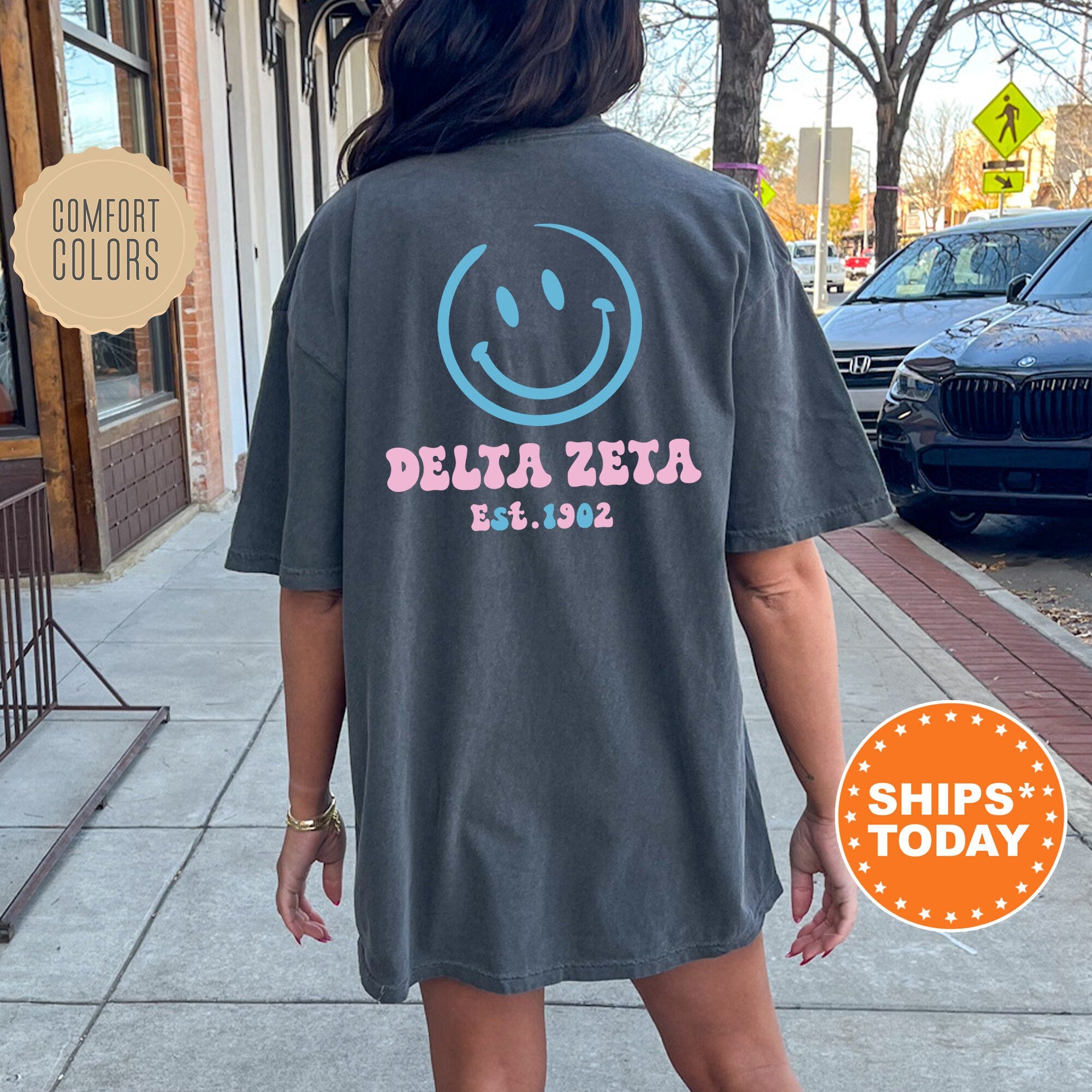 Delta Zeta Frosty Smile Sorority T-Shirt | Dee Zee Comfort Colors Shirt | Big Little Shirt | Sorority Gift | Custom Greek Apparel _ 13723g
