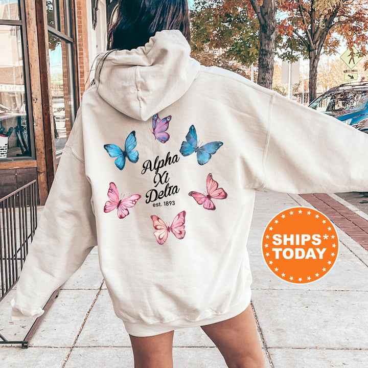 Alpha Xi Delta Fancy Butterfly Sorority Sweatshirt | AXID Sorority Apparel | Big Little Gift | Alpha Xi Sorority Merch | Trendy Sweatshirt