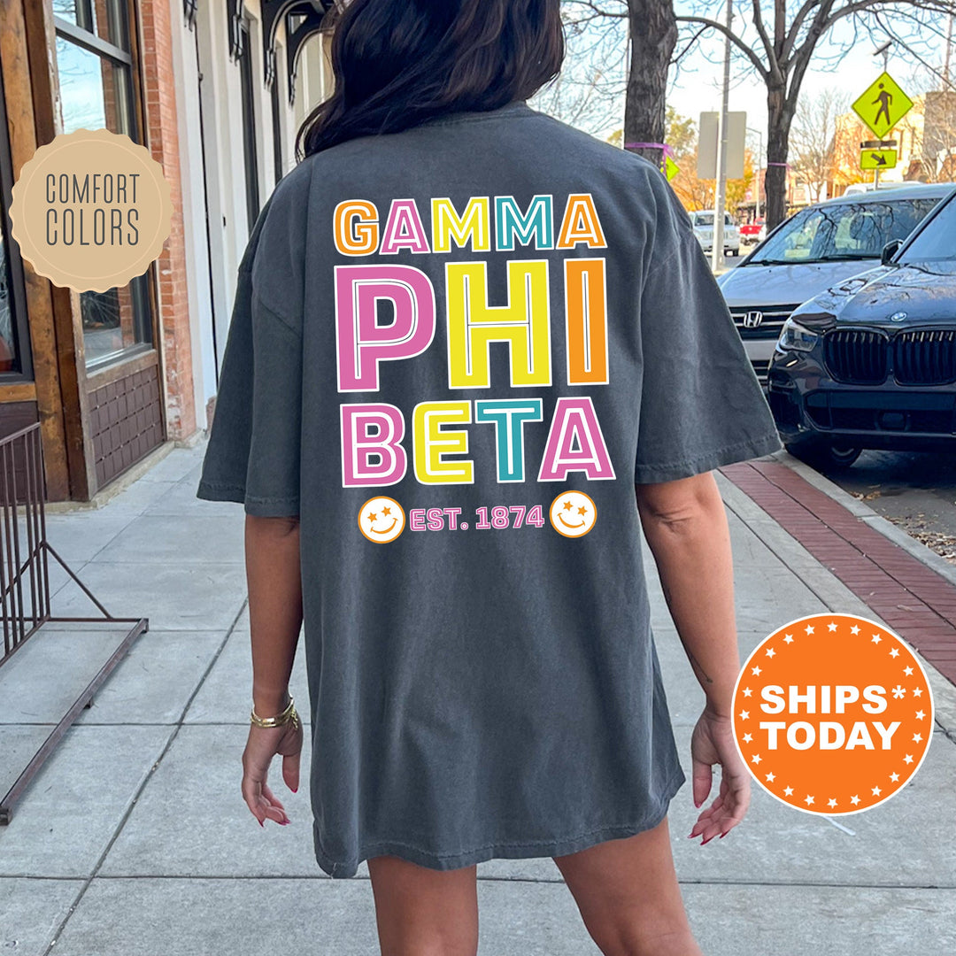 Gamma Phi Beta Frisky Script Sorority T-Shirt | Gamma Phi Comfort Colors Shirt | Big Little Sorority Apparel | College Greek Shirt _ 14025g