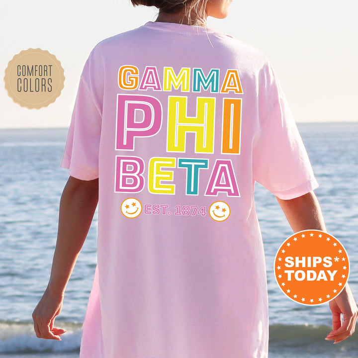 Gamma Phi Beta Frisky Script Sorority T-Shirt | Gamma Phi Comfort Colors Shirt | Big Little Sorority Apparel | College Greek Shirt _ 14025g