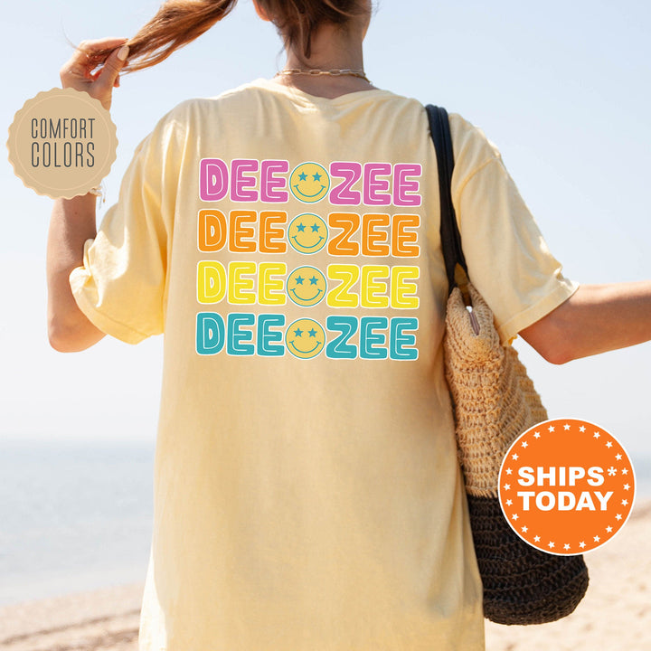 Delta Zeta Colorful Smiley Sorority T-Shirt | Dee Zee Comfort Colors Shirt | Big Little Basket | Sorority Merch | Greek Apparel | Bid Day _ 13801g