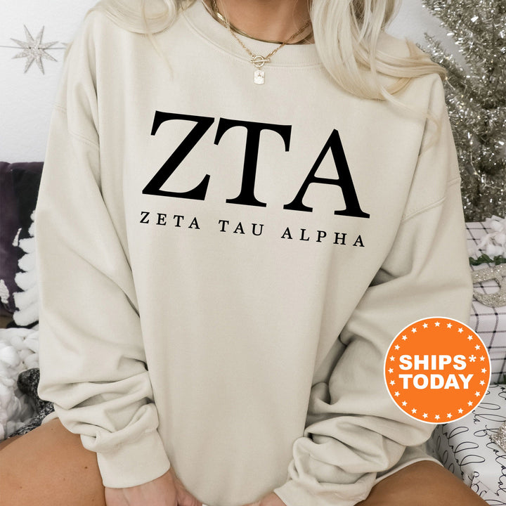 Zeta Tau Alpha Sweet and Simple Sorority Sweatshirt | ZETA Greek Letters Sorority Crewneck | Sorority Letters | Sorority Apparel