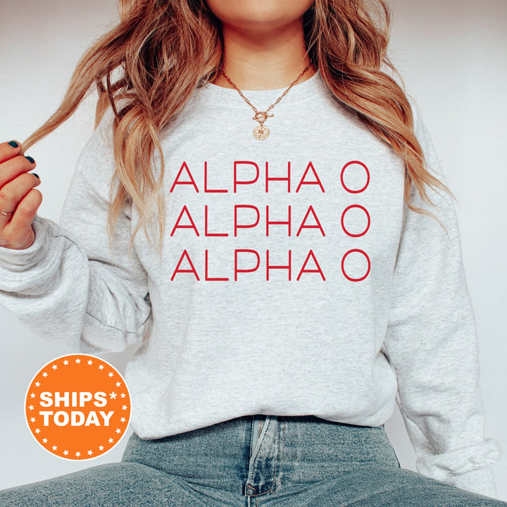 Alpha Omicron Pi Red Layered Sorority Sweatshirt | Alpha O Hoodie | AOPi Retro Sweatshirt | Sorority Sister Gift | Bid Day Basket _ 5744g