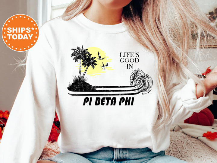 Pi Beta Phi Beach Life Sorority Sweatshirt | Pi Phi Sorority Apparel | Big Little Reveal | Sorority Gift | Pi Bea Phi Sorority Merch _ 8418g