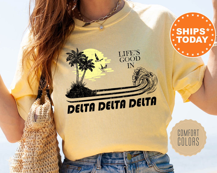 Delta Delta Delta Beach Life Sorority T-Shirt | Tri Delta Summer Shirt | Sorority Apparel | Big Little Sorority Shirt | Comfort Colors Shirt _ 8408g