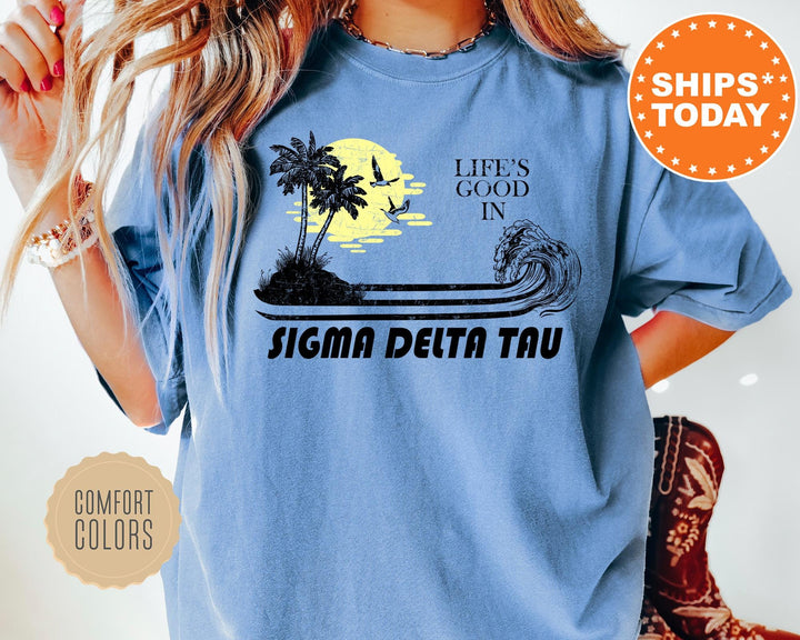 Sigma Delta Tau Beach Life Sorority T-Shirt | Sig Delt Summer Shirt | Sorority Apparel | Big Little Sorority Reveal | Comfort Colors Shirt _ 8419g