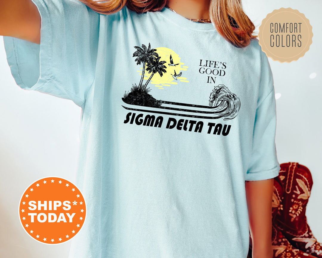 Sigma Delta Tau Beach Life Sorority T-Shirt | Sig Delt Summer Shirt | Sorority Apparel | Big Little Sorority Reveal | Comfort Colors Shirt _ 8419g