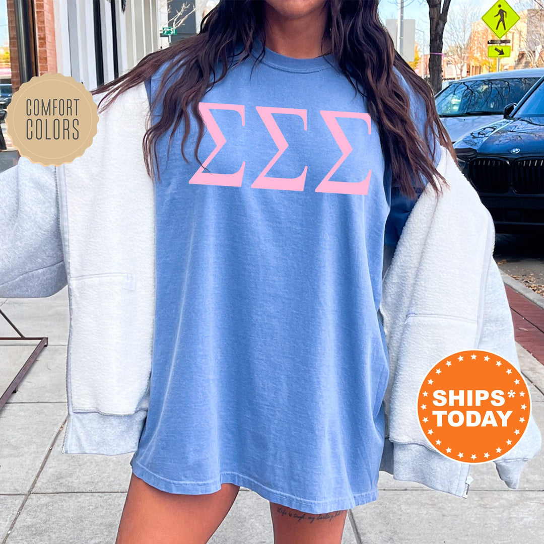Sigma Sigma Sigma Just The Letters Sorority T-Shirt | Tri Sigma Greek Letters | Sorority Letters | Big Little | Comfort Colors Shirt